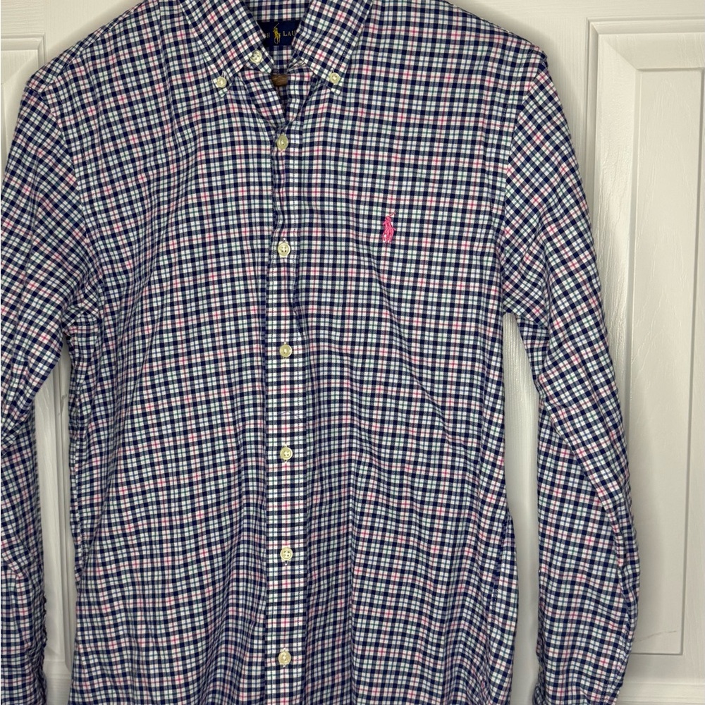 Ralph Lauren Blue and Pink Plaid‎ Button Down Shirt
